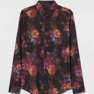 Black Floral Print Shirt